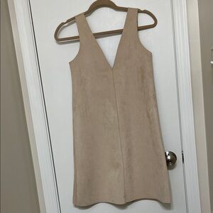 Zara Cream Faux Suede V-Neck Mini Dress
